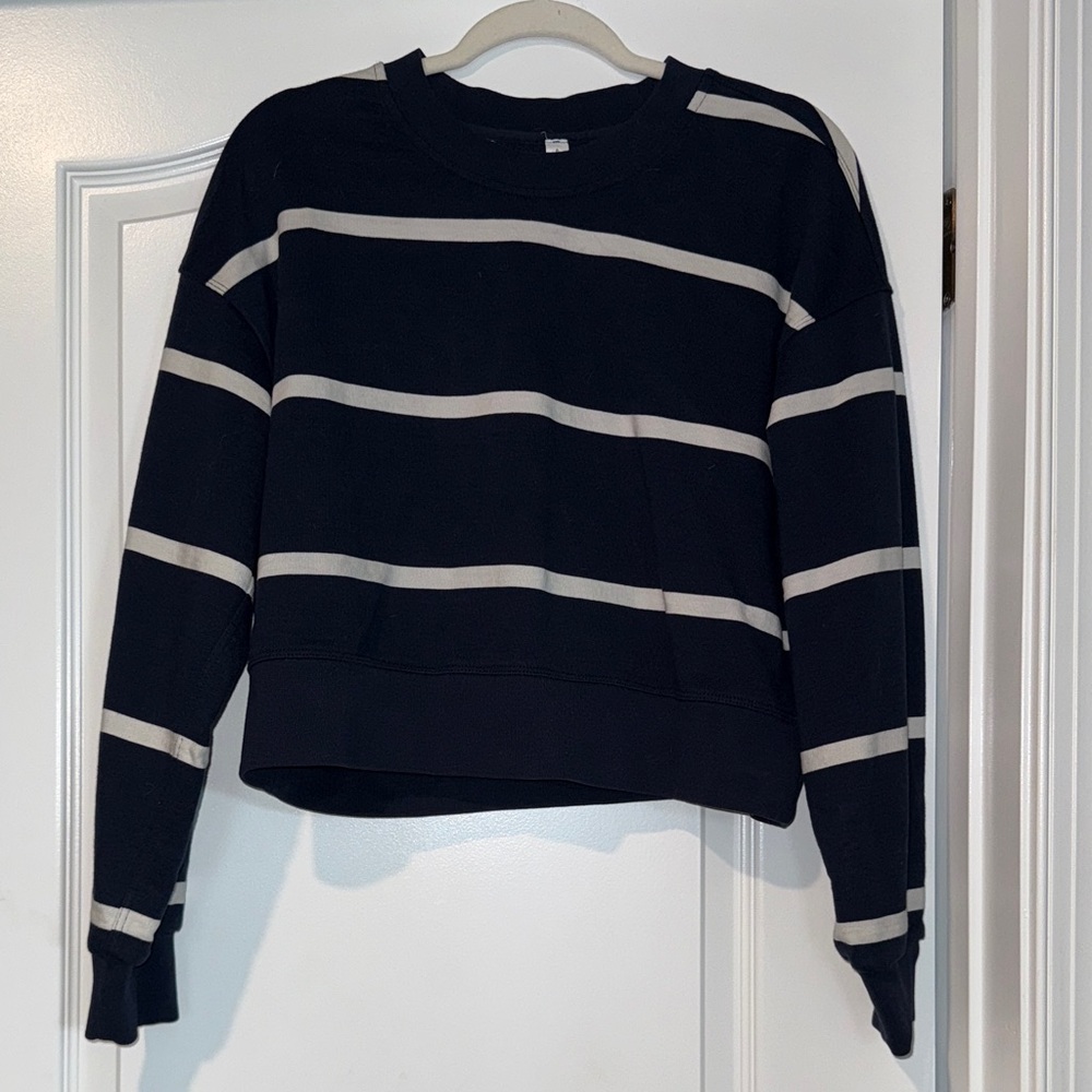 lululemon athletica navy and White Striped Sweatshirt
